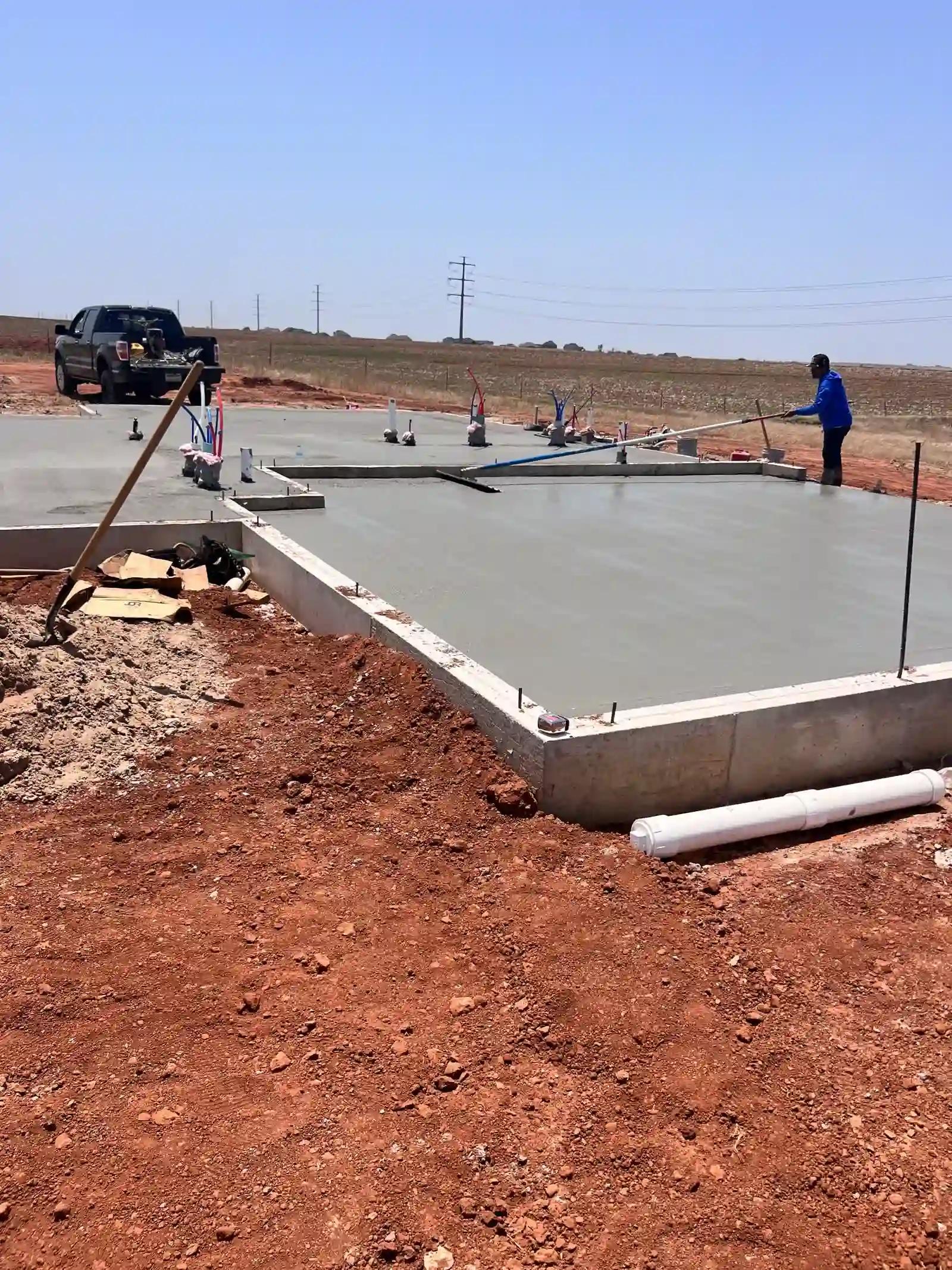 Slab-on-grade with compacted base — Residential foundation, Piedmont, OK